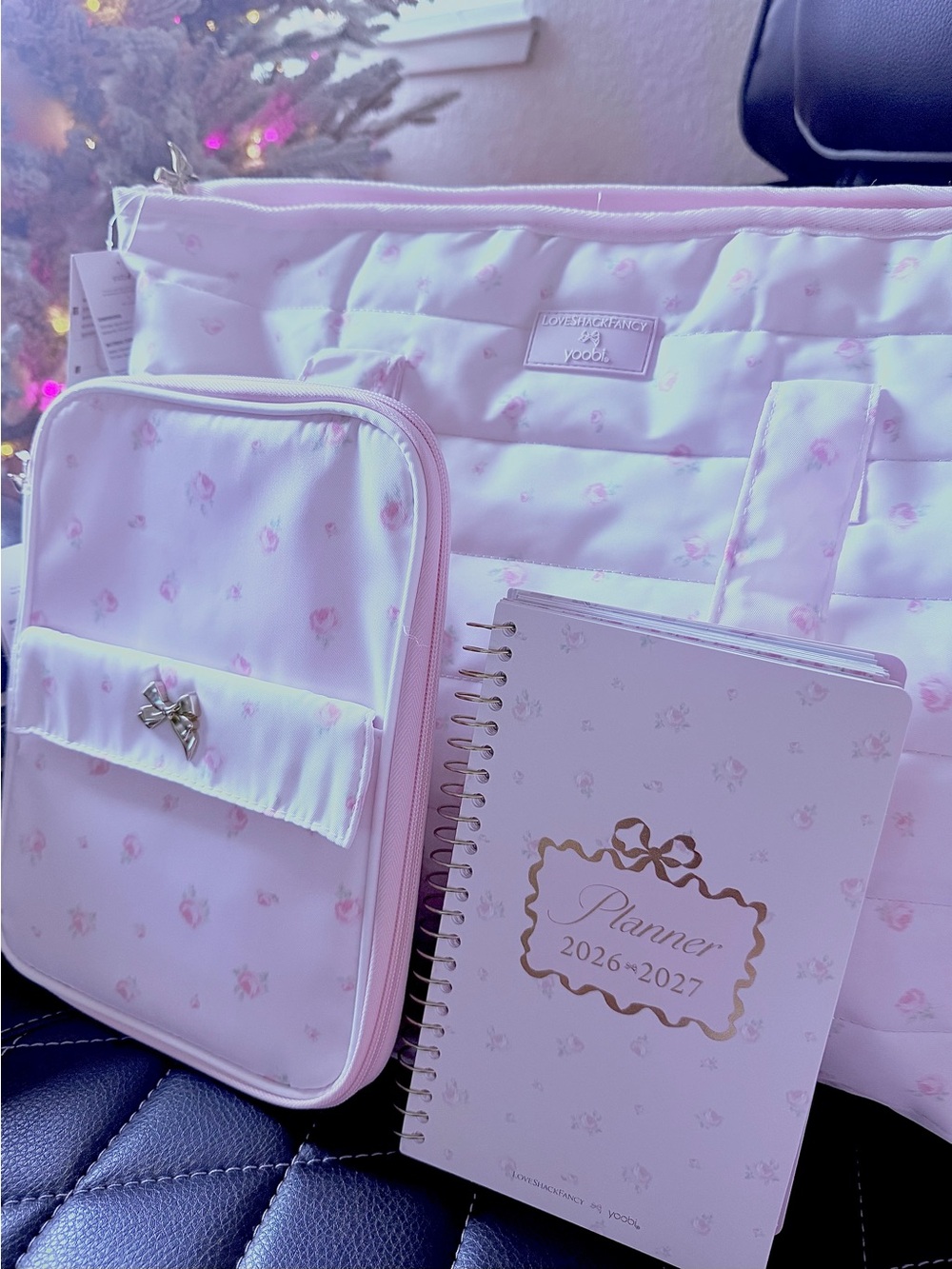 Loveshackfancy Quilted Pink Floral Tote & Organizer Set